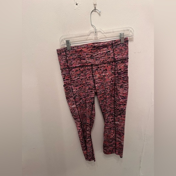 Lululemon Fast & Free Crop II 21" Flash Peat Orange Multi Size 8 - Picture 4 of 6